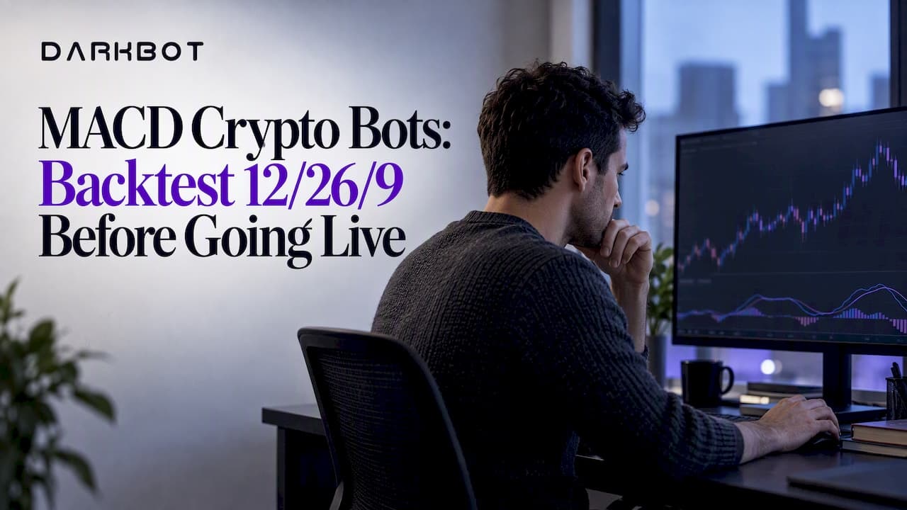 Bots de Criptomonedas MACD: Backtest 12/26/9 Antes de Operar en Vivo - DarkBot cryptocurrency trading blog post about Backtesting